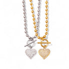 Ατσάλινο κολιέ Beaded Heart με στρας σε χρυσό και ασημί