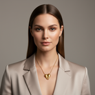 Ατσάλινο κολιέ Double Heart σε χρυσό, So Cute by Dimi