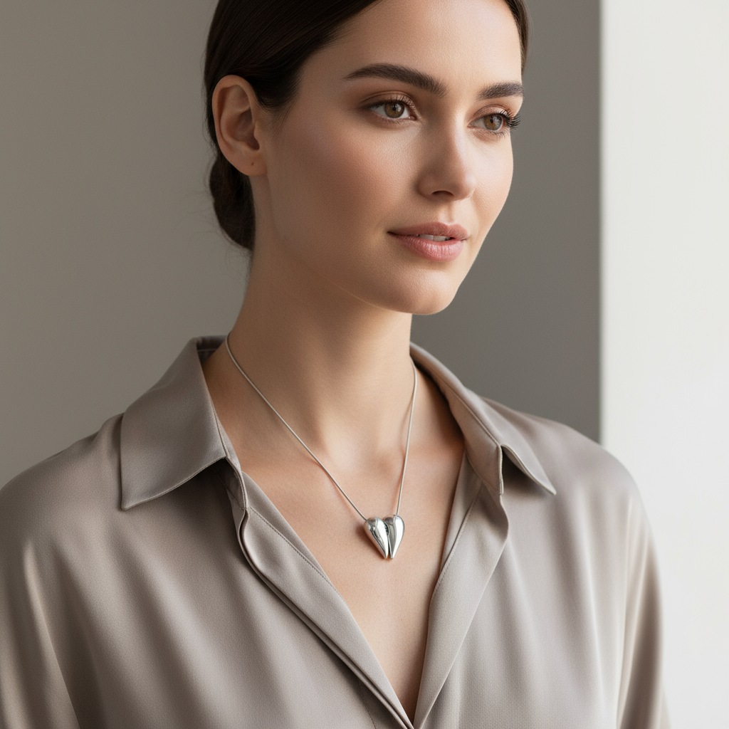 Ατσάλινο κολιέ Double Heart σε  ασημί So Cute by DImi