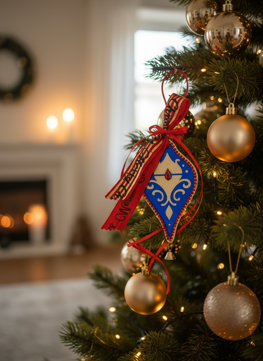 Γούρι 2026 Fairytale Ornament plexiglass με κρύσταλλο και κόκκινες κορδέλες – So Cute by Dimi