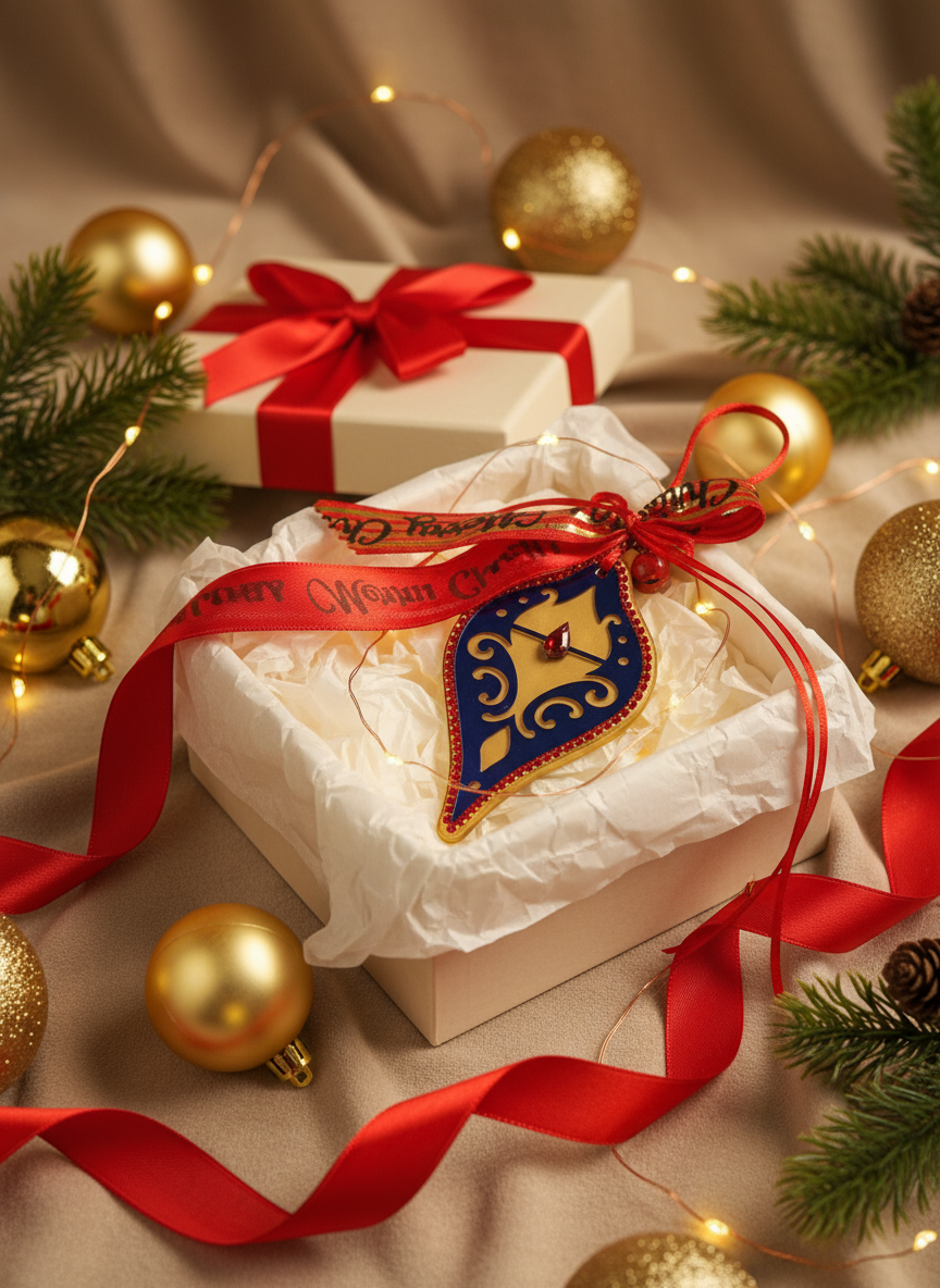 Γούρι 2026 Fairytale Ornament plexiglass με κρύσταλλο και κόκκινες κορδέλες – So Cute by Dimi