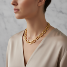 Ατσάλινο statement κολιέ Bold Links με μεγάλους κρίκους σε χρυσό So Cute by Dimi