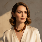 Square Beads Necklace – Κολιέ με Τετραγωνισμένες Χάντρες & Χρυσή Λεπτομέρεια - So Cute by Dimi