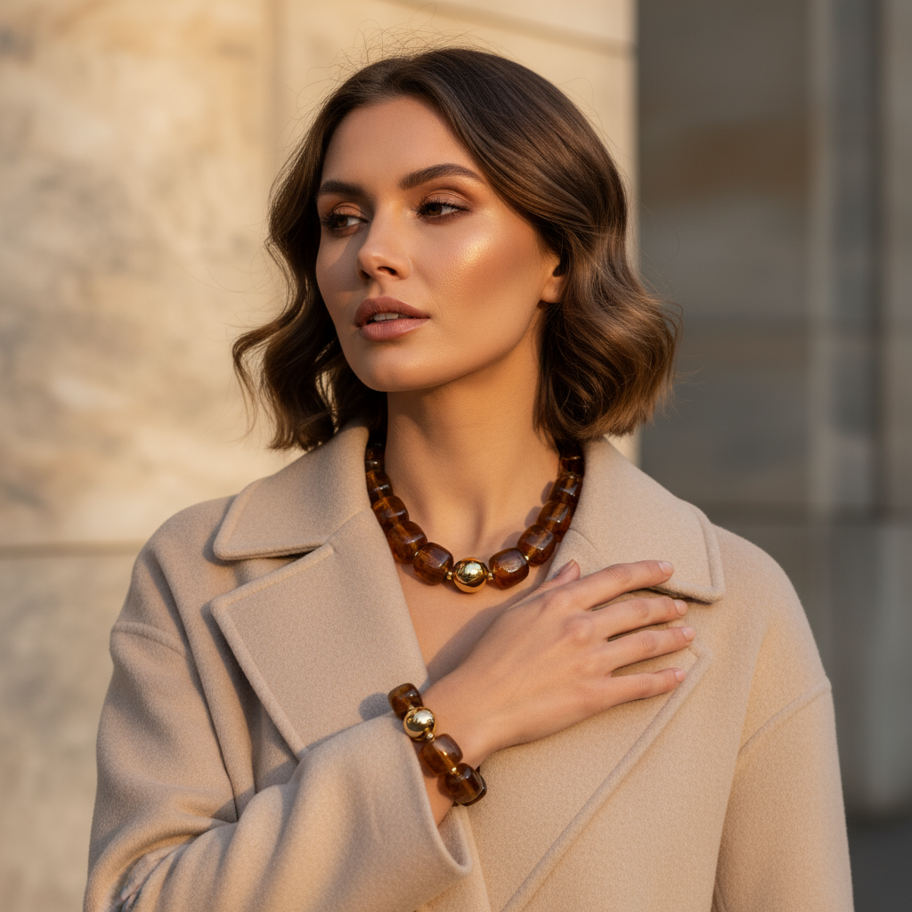 Square Beads Necklace – Κολιέ με Τετραγωνισμένες Χάντρες & Χρυσή Λεπτομέρεια - So Cute by Dimi