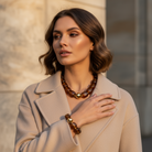 Square Beads Necklace – Κολιέ με Τετραγωνισμένες Χάντρες & Χρυσή Λεπτομέρεια - So Cute by Dimi