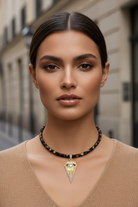 Χειροποίητο κολιέ με λεοπάρ κορδόνι και επίχρυσο eye στοιχείο με ζιργκόν So Cute by DImi