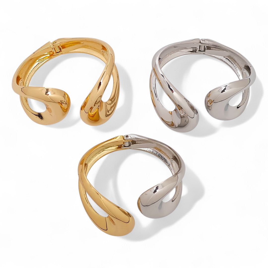 Statement sculptural cuff bracelet σε χρυσό, ασημί και δίχρωμο, So Cute by Dimi