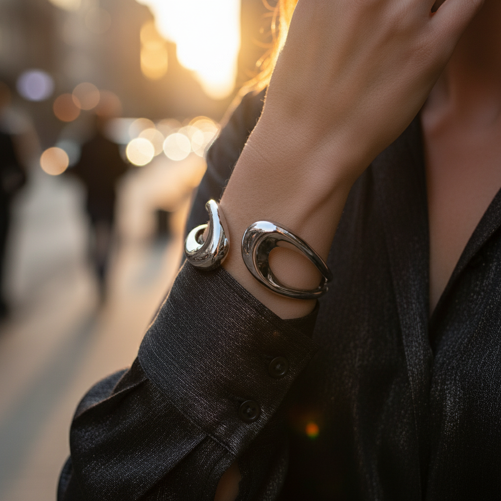 Statement sculptural cuff bracelet σε χρυσό, ασημί και δίχρωμο, So Cute by Dimi