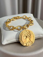 Βραχιόλι “Royal Medallion” – Ατσάλινο με μεγάλο νόμισμα σε χρυσό | So Cute by Dimi