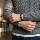 Ανδρικό δερμάτινο βραχιόλι με ατσάλινη λεπτομέρεια και μαγνητικό κούμπωμα – So Cute by Dimi