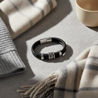 Ανδρικό δερμάτινο βραχιόλι με ατσάλινη λεπτομέρεια και μαγνητικό κούμπωμα – So Cute by Dimi