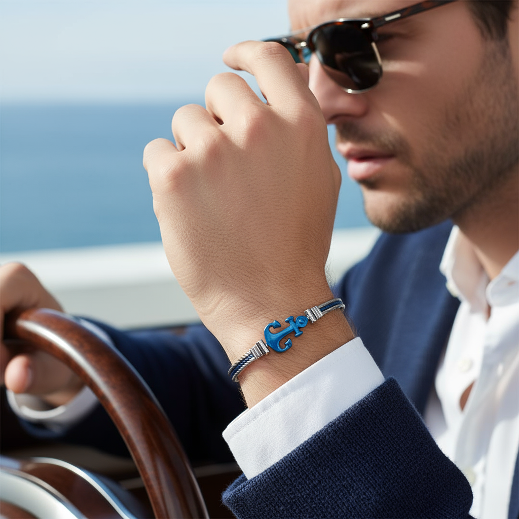 Ανδρικό βραχιόλι άγκυρα από ανοξείδωτο ατσάλι σε τέσσερα χρώματα – So Cute by Dimi