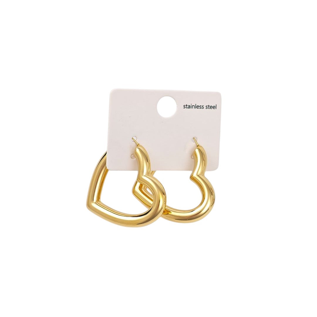 Ατσάλινα σκουλαρίκια καρδιάς σε χρυσό και ασημί – Heart Flow Hoops So Cute by Dimi