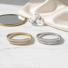 Radiant Rows Bracelet in gold and silver with double row baguette zircon stones – stainless steel.