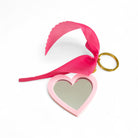 Μπρελόκ καρδιά Miu Miu με καθρεφτάκι και φούξια κορδέλα οργάντζας – So Cute by Dimi