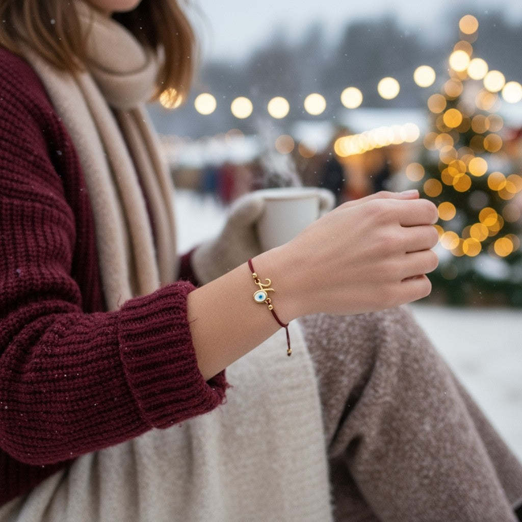 Βραχιόλι γούρι 2026 με ματάκι και χρωματιστό κορδόνι – So Cute by Dimi