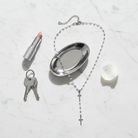 Ατσάλινο κολιέ Cross & Pearls με σταυρούς και πέρλες 2 mm, Y σχήμα 42 + 7,5 εκ. – So Cute by Dimi