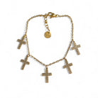 Ατσάλινο βραχιόλι με σταυρούς ζιργκόν σε χρυσό– So Cute by Dimi