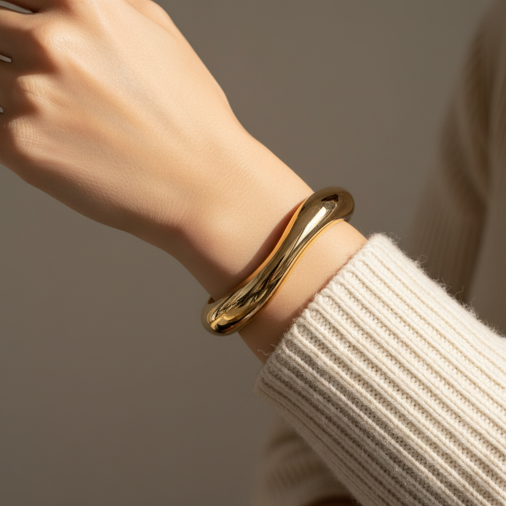 Bold curve copper bangle σε χρυσό  – So Cute by Dimi