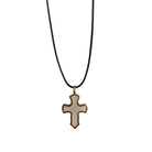 Κολιέ με μαύρο κορδόνι και μοτίφ σταυρό σε λευκό με χρυσό περίγραμμα – So Cute by Dimi