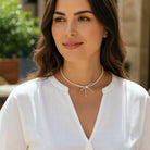 Χειροποίητο choker κολιέ με πέρλες και φιογκάκι αιματίτη – Irene Choker Necklace – So Cute by Dimi