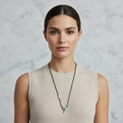 Κολιέ Melted Heart από ατσάλι σε χρυσό, ασημί και δίχρωμο με μαύρο κορδόνι, μήκους 80 εκ.