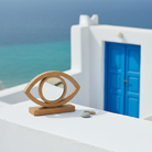 Επιτραπέζιο διακοσμητικό μάτι από ξύλο με ασημί καθρέφτη