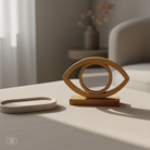 Επιτραπέζιο διακοσμητικό μάτι από ξύλο με ασημί καθρέφτη