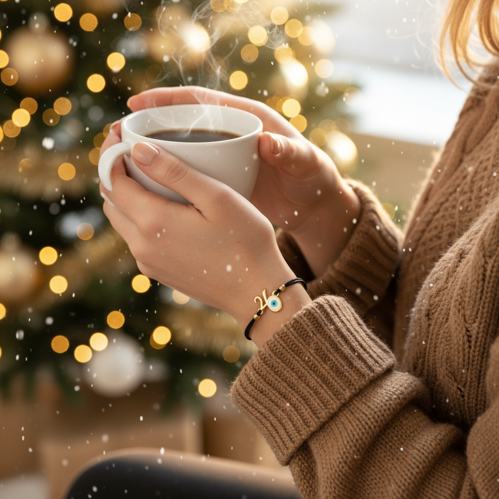 Βραχιόλι γούρι 2026 με ματάκι και χρωματιστό κορδόνι – So Cute by Dimi