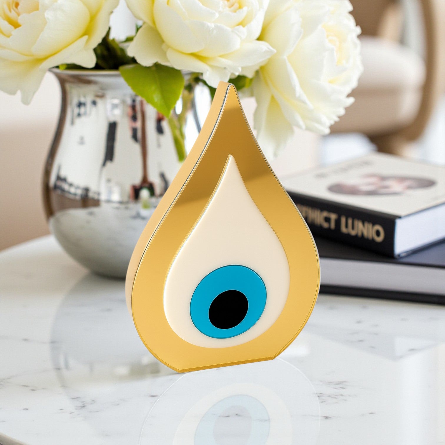 Χειροποίητο γούρι μάτι από πλεξιγκλάς καθρέφτη σε χρυσό  – So Cute by Dimi