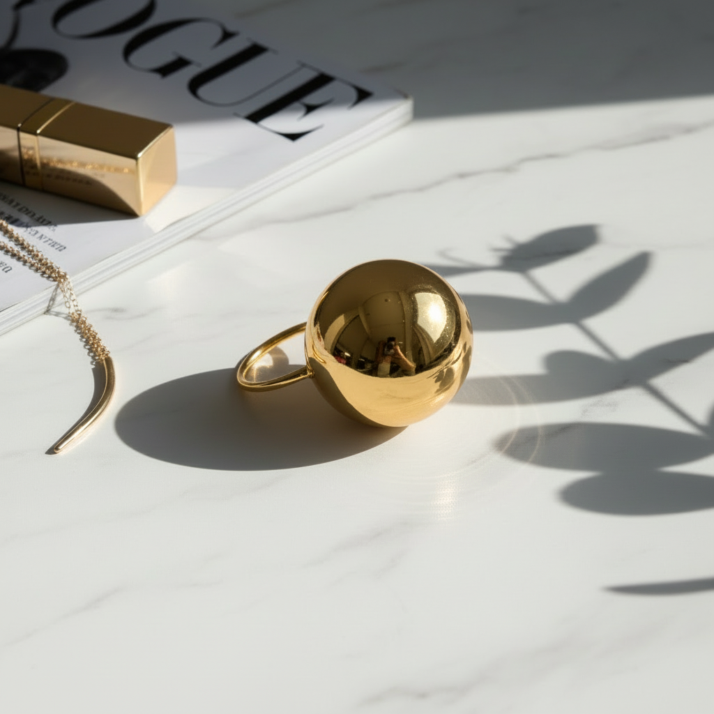 Ball Ring Max 25mm – Ατσάλινο ρυθμιζόμενο δαχτυλίδι με μεγάλη μπίλια