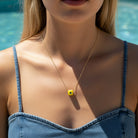 Κολιέ με κυβάκι πορσελάνης μάτι και ατσάλινη αλυσίδα – So Cute by Dimi