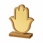 Επιτραπέζιο διακοσμητικό Hamsa από ξύλο με χρυσό καθρέφτη