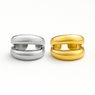 Ατσάλινο δαχτυλίδι με διπλή μπάρα σε χρυσό και ασημί – So Cute by Dimi