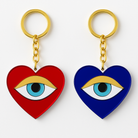 Heart Eye Mirror Keychain από plexiglass κόκκινο ή μπλε με χρυσές λεπτομέρειες – So Cute by Dimi