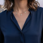 Ατσάλινο κολιέ με πέντε σταυρούς και ζιργκόν – Crystal Cross Charm Necklace So Cute by Dimi