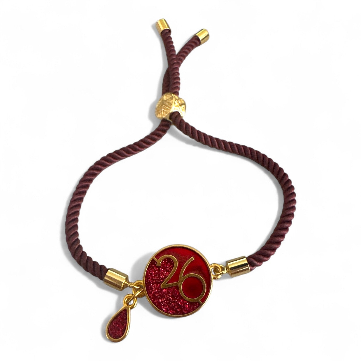 Χειροποίητο βραχιόλι γούρι 2026 με επιχρυσωμένο μοτίφ και charm σταγόνα γκλίτερ – So Cute by Dimi