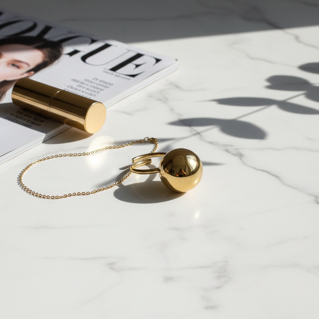 Ball Ring Mini 15mm – Ατσάλινο ρυθμιζόμενο δαχτυλίδι με μικρή μπίλια