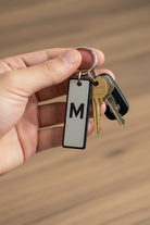 Premium ανδρικό μπρελόκ με μονόγραμμα, διπλό layer μαύρο plexi και ασημί matte mirror – So Cute by Dimi