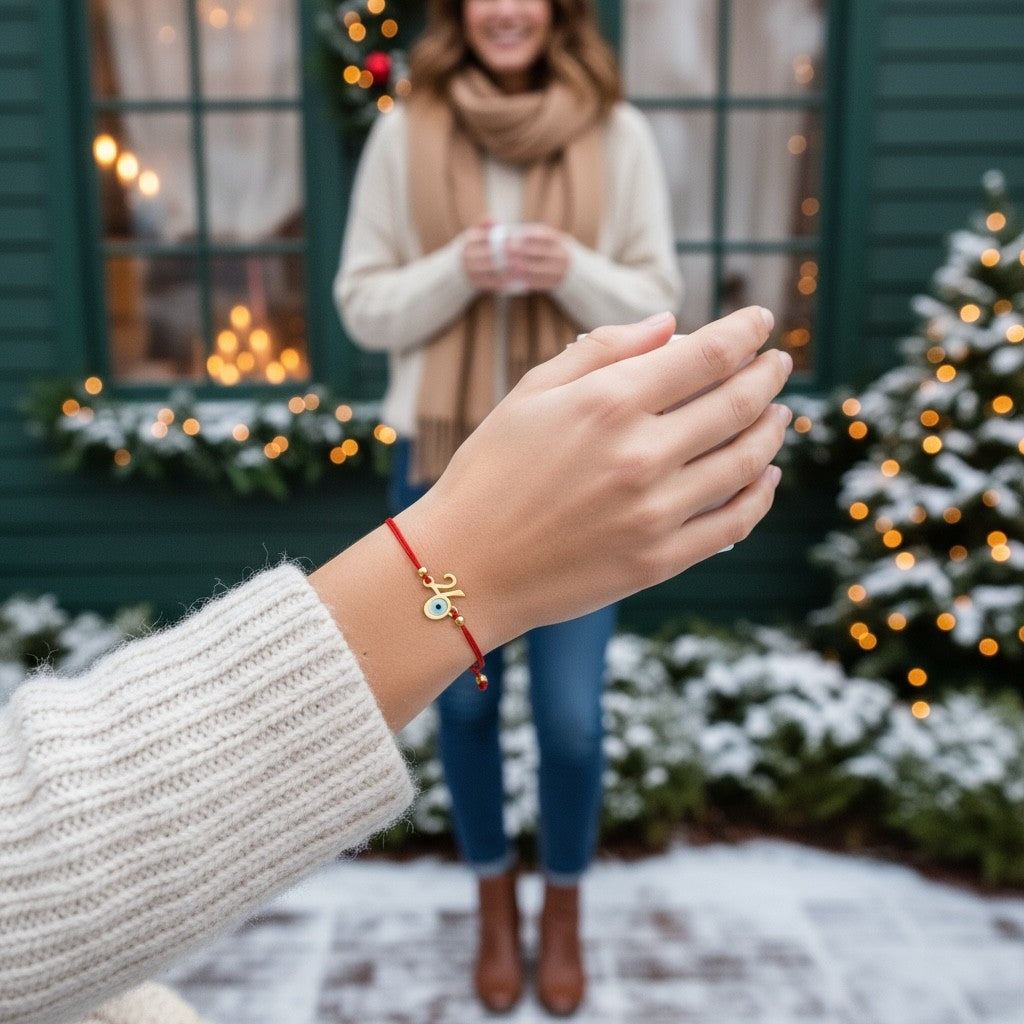 Βραχιόλι γούρι 2026 με ματάκι και χρωματιστό κορδόνι – So Cute by Dimi