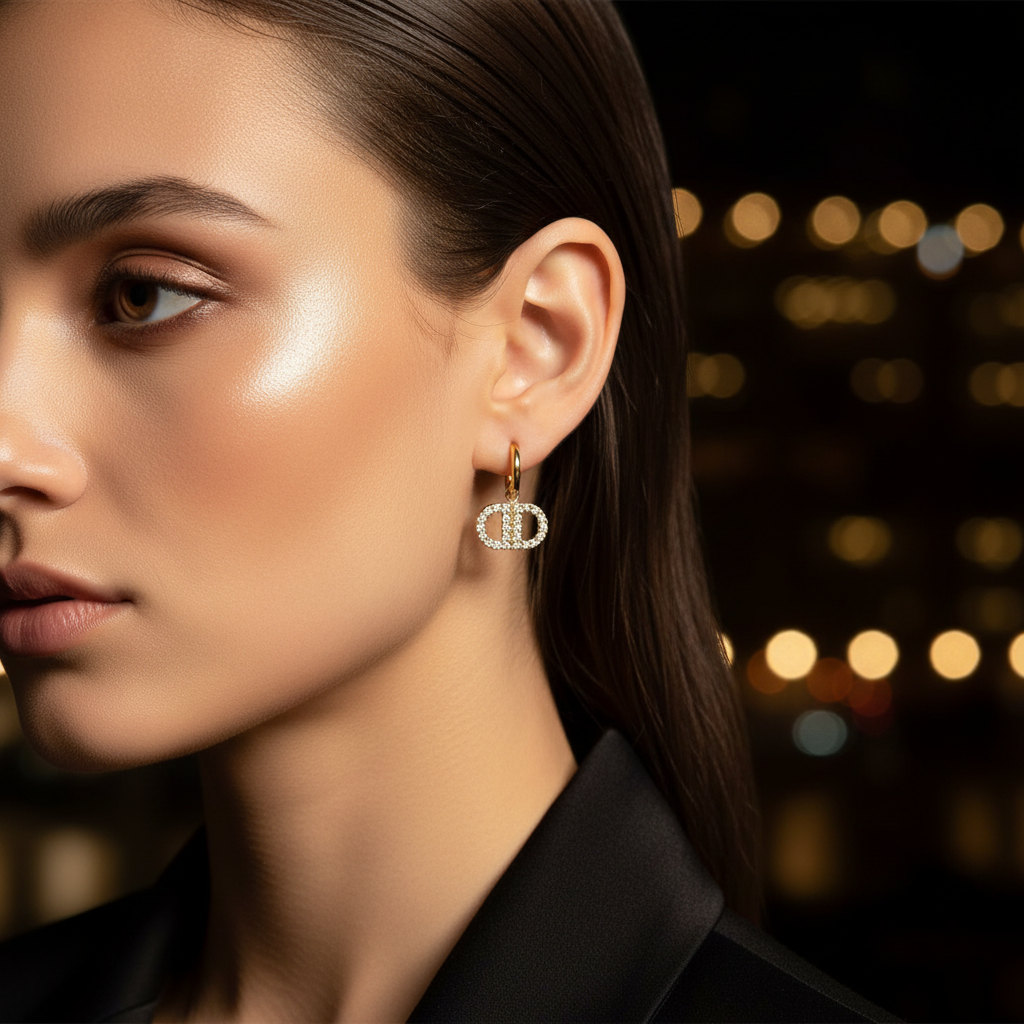 Ατσάλινα σκουλαρίκια κρίκοι με κρυσταλλάκια σε χρυσό – So Cute by Dimi