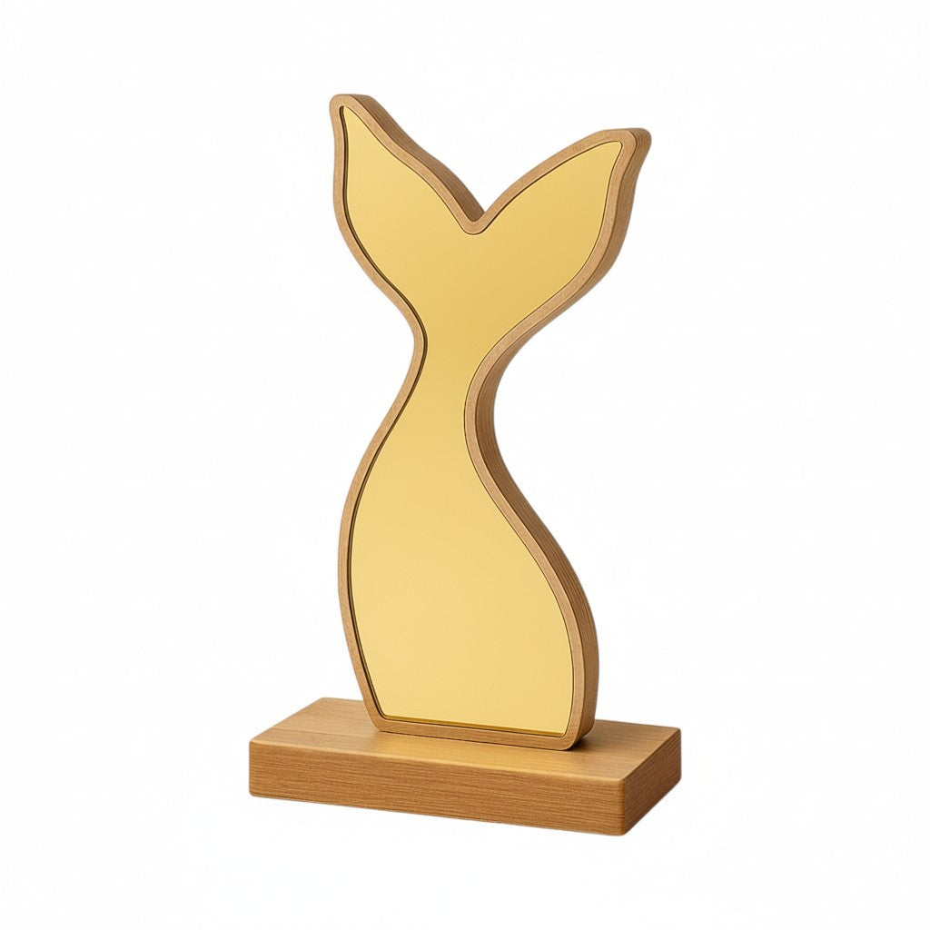 Επιτραπέζια ουρά γοργόνας από ξύλο με καθρέφτη gold – So Cute by Dimi