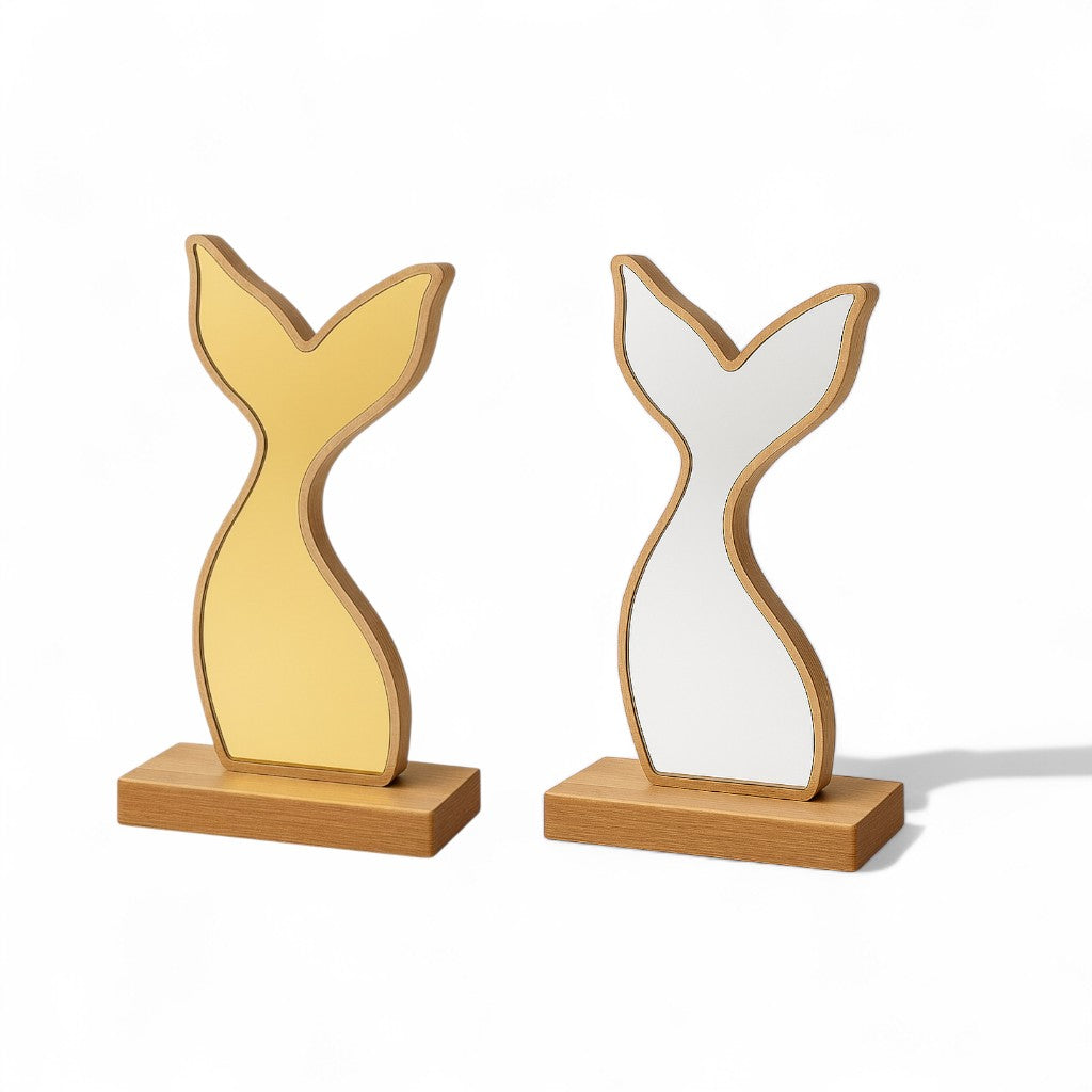 Επιτραπέζια ουρά γοργόνας από ξύλο με καθρέφτη gold ή silver mirror – So Cute by Dimi