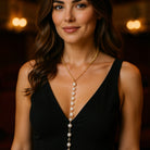 Χειροποίητο κολιέ με ατσάλινη αλυσίδα και κρεμαστό μέρος με πέρλες – Y Pearl Necklace – So Cute by Dimi