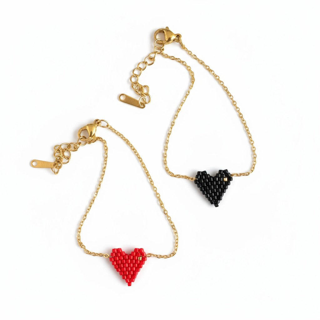 Mini Heart Glow Bracelet – Βραχιόλι με Καρδιά από Χάντρες Miyuki | So Cute by Dimi