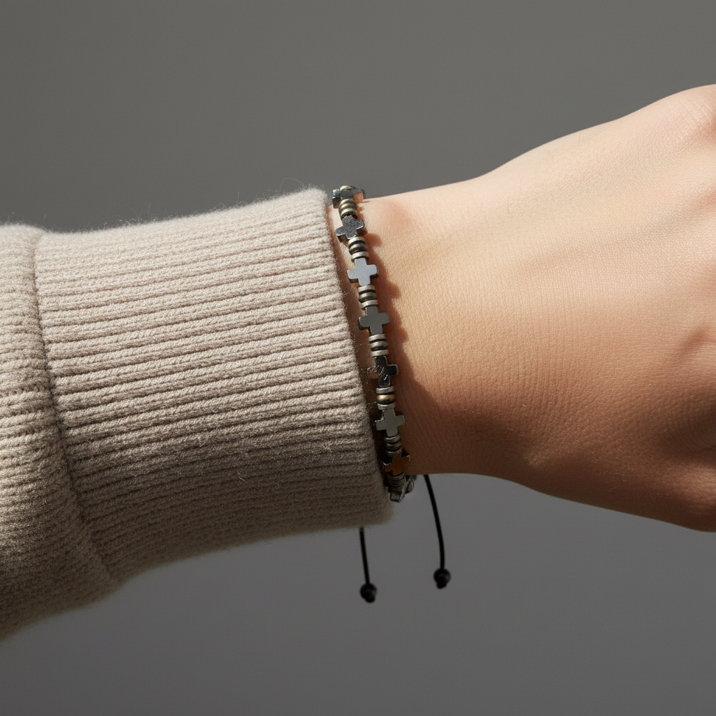 Χειροποίητο Ανδρικό Βραχιόλι με Σταυρούς & Αιματίτη | So Cute by Dimi
