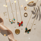 Κολιέ Butterfly Eye με πεταλούδα & μάτι από χάντρες Miyuki σε ατσάλινη αλυσίδα – So Cute by Dimi