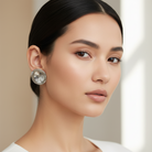 Ατσάλινα καρφωτά σκουλαρίκια 3,5 cm ακανόνιστη υφή ασημί– So Cute by Dimi