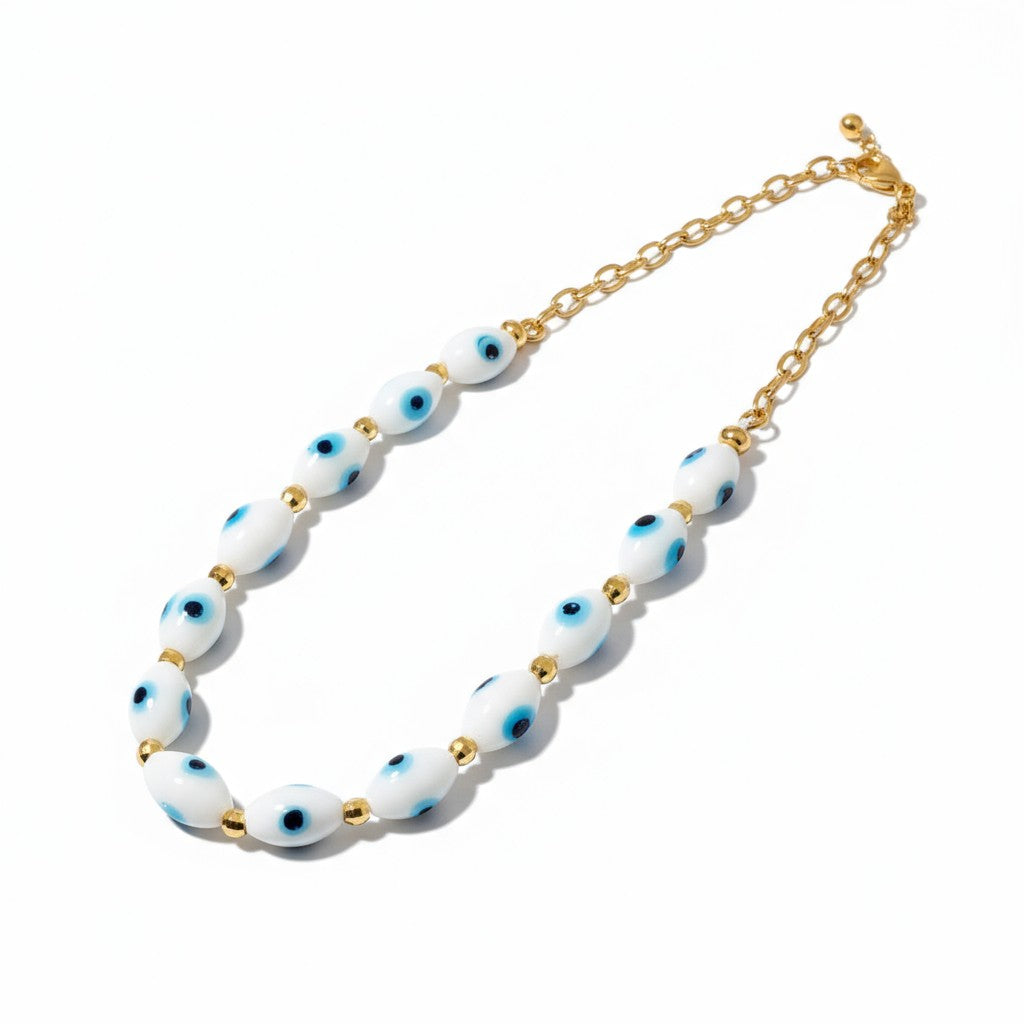 Κολιέ με lampwork γυάλινες χάντρες μάτι – So Cute by Dimi
