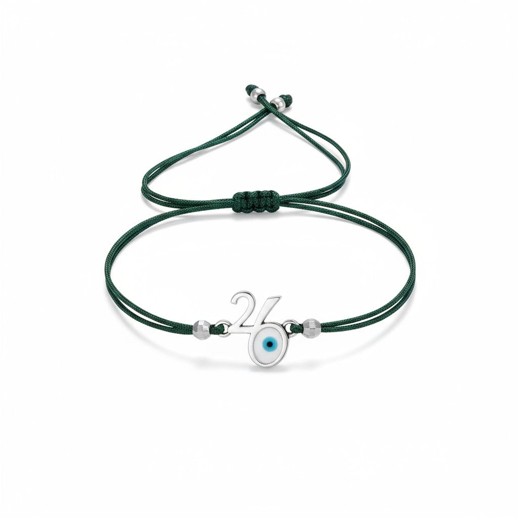 Ανδρικό βραχιόλι-γούρι 2026 με μάτι και κορδόνι σε τέσσερα χρώματα. So Cute by Dimi